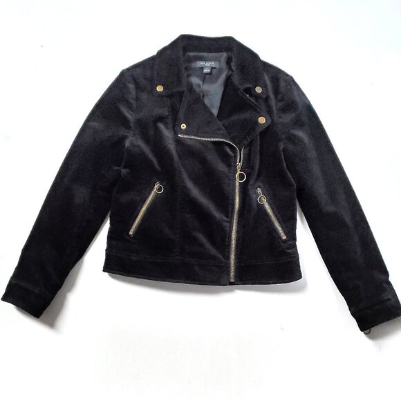 Ann Taylor Velvet Moto Jacket Black 6P - Picture 4 of 8